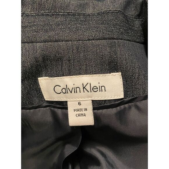 Calvin Klein Women's Blue/Gray Blazer  Size 6 Two-Button 3/4 Sleeve - Picture 3 of 5